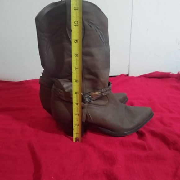 Heeled western mid-calf boots taupe brown gray - Picture 2 of 5